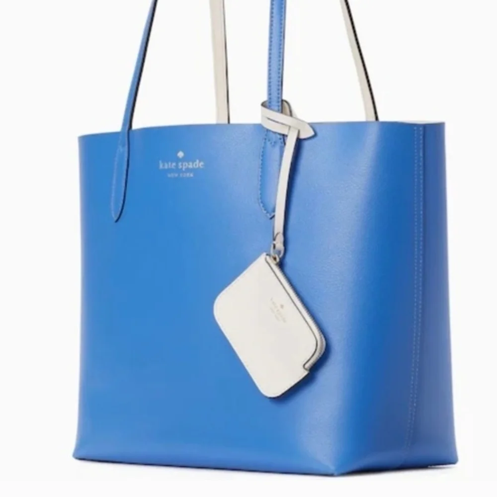 kate spade Blue Leather Tote with White Pouch Tag